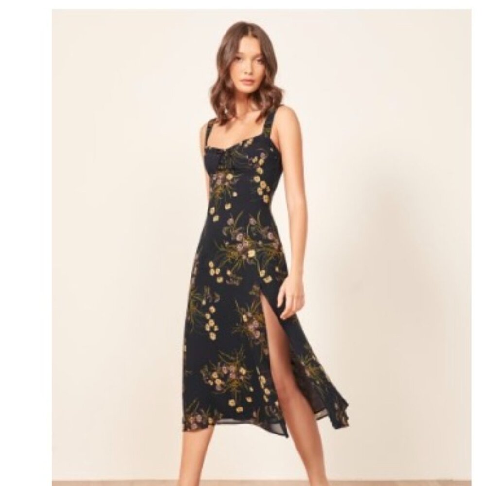 REFORMATION Peridot Side Slit Dress In Mademoiselle, NWOT, Size 6